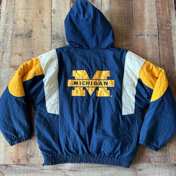 Match 1 Men's Size XL Vintage Michigan Wolverines Puffer Coat Quarter Zip - Picture 13 of 13